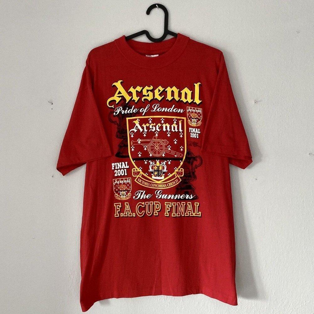 2000 2001 Arsenal London Final Retro Print Soccer Tee Jersey Shirt